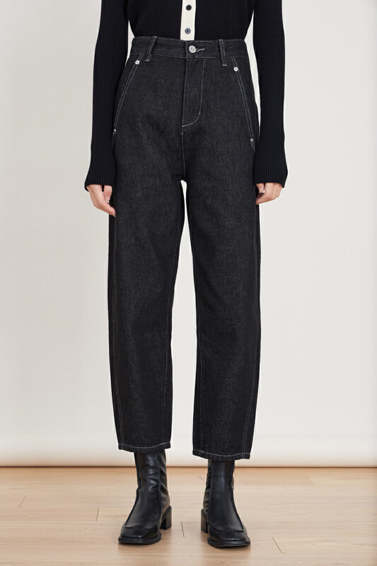 [until blue] high waist smoke tube cropped jeans 21490# XYJ