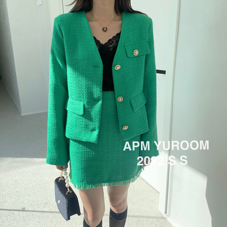 goods in stock! New year in early spring! [APM yuroom] temperament small fragrance single breasted short coat 22950# LSL
