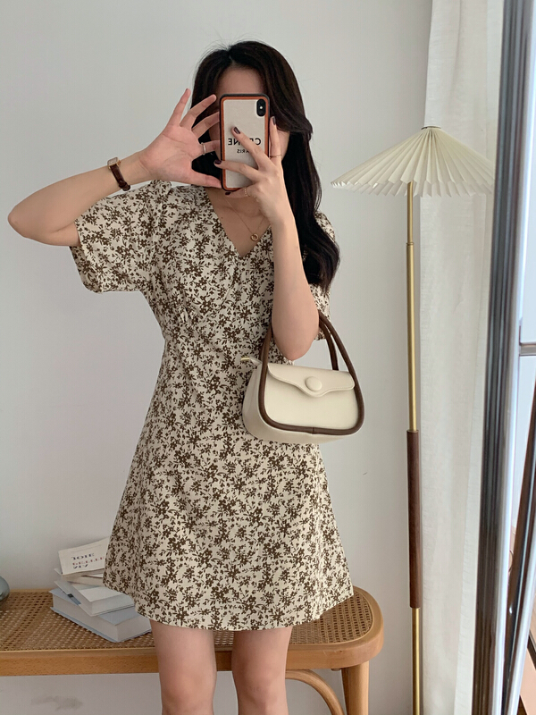 [victory. 2] Korean V-neck floral short dress b76# WPL