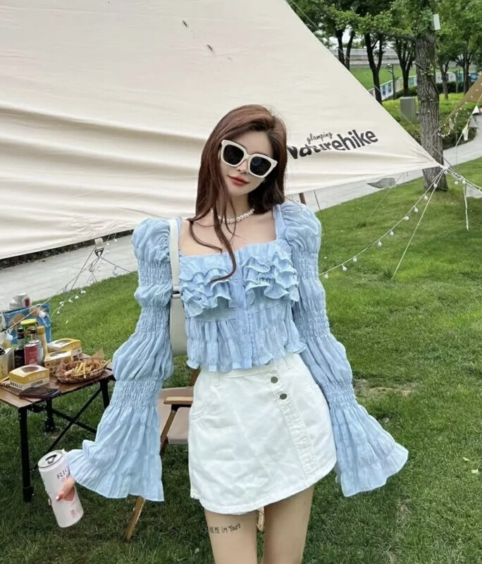 [section of me] versatile Korean Ruffle shirt 1687# ozq