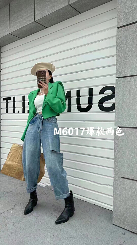 New year in early spring! [- 5kg] Korean version pocket shadow big hole jeans 6017# ll