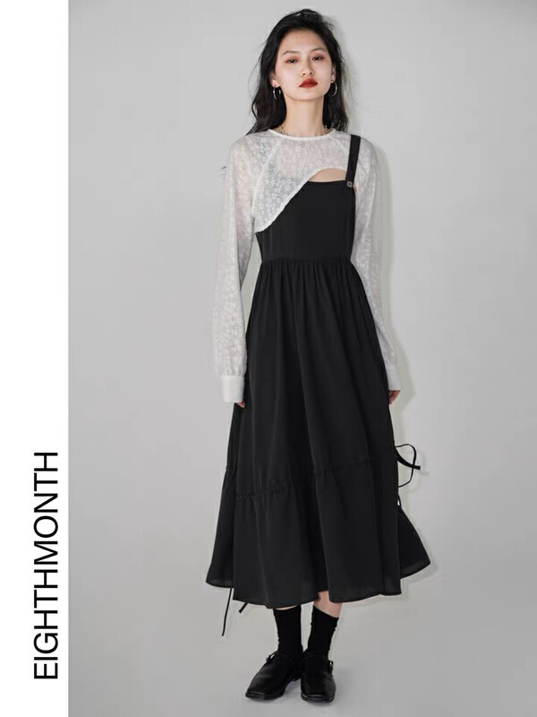 New year in early spring! [L.L studio] fashionable design small shirt + versatile medium and long suspender skirt set 7113# PCZ