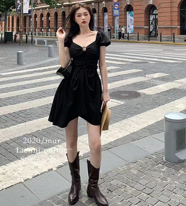 [top] Korean solid color waist closing dress ys2-8026# ZSY