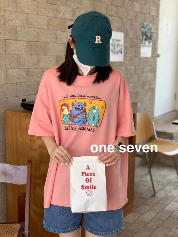 初夏上新!【ONE SEVEN】韓版圓領印花短袖T恤  5016#  XYY