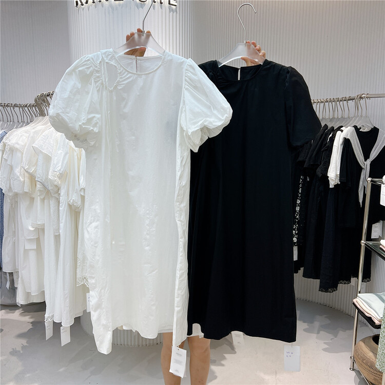 [her tell] bubble sleeve fashion versatile dress 5267# XYJ