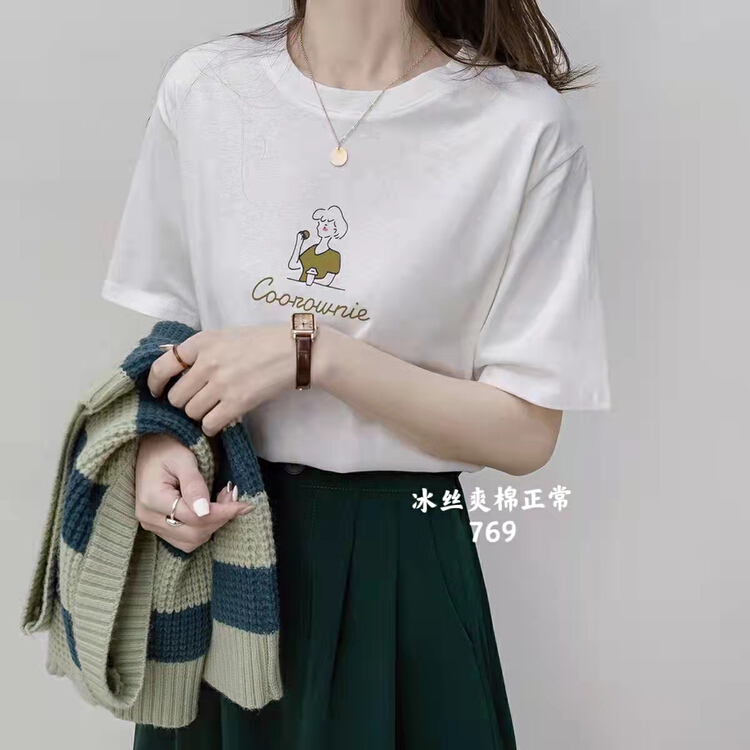 New in early summer! [Huan Zhuoer] cartoon printed round neck ins short sleeve T-shirt 769# ll
