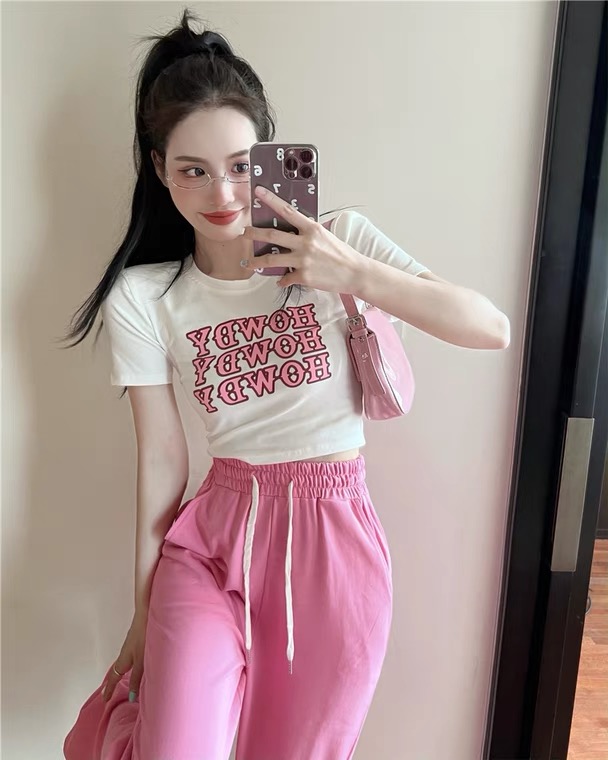 [Anan +] Korean alphabet printed short sleeve T-shirt 2093# WTT