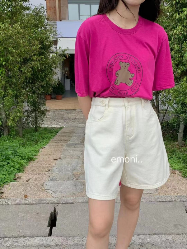[emoni] basic versatile bear short sleeve T-shirt 10917# CLS