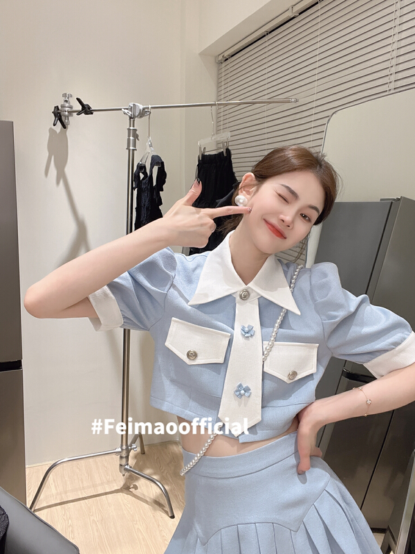 [Feimao (Yimao)] xiaoxiangfeng color contrast blouse + sweet skirt suit (non detachable collar) ym-7577# LSL