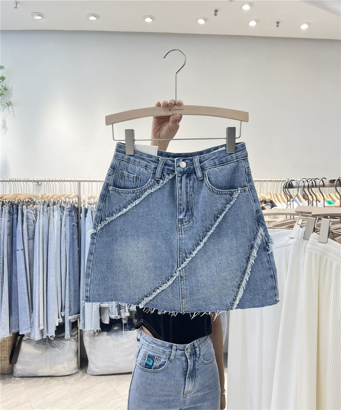 [iris iriisy] Korean high waist versatile denim skirt 6537# LSL