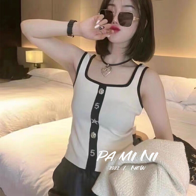New in early summer! [pamini] small fragrance temperament versatile vest / suspender (non detachable metal button) 235# HJC