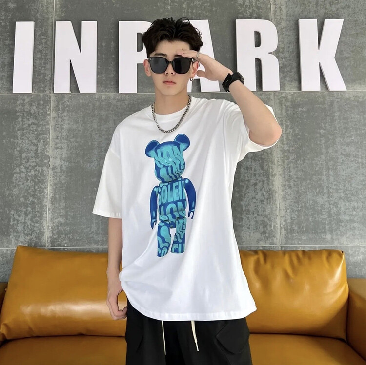 New in early summer! [DDV] personalized foaming bear letter loose short sleeve T-shirt 7757# ZZL
