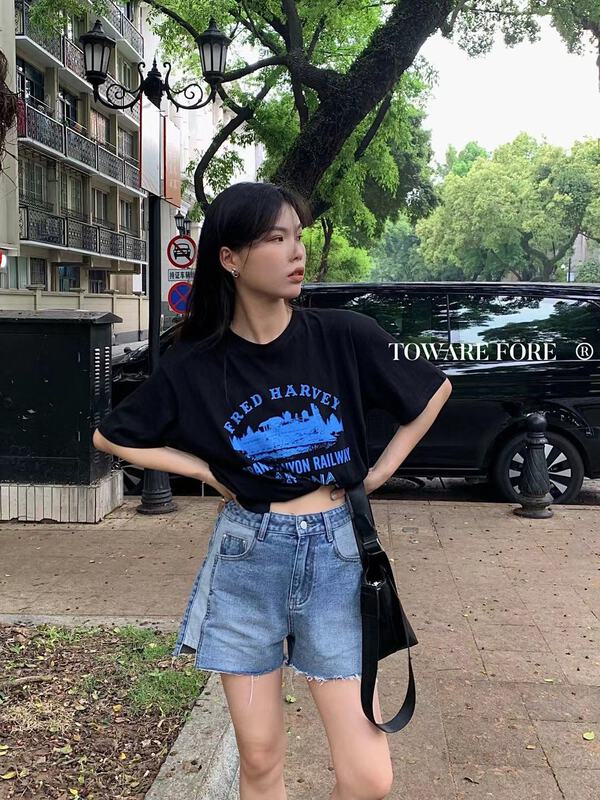 [today fore] personalized print casual loose short sleeve T-shirt 7459# zxl