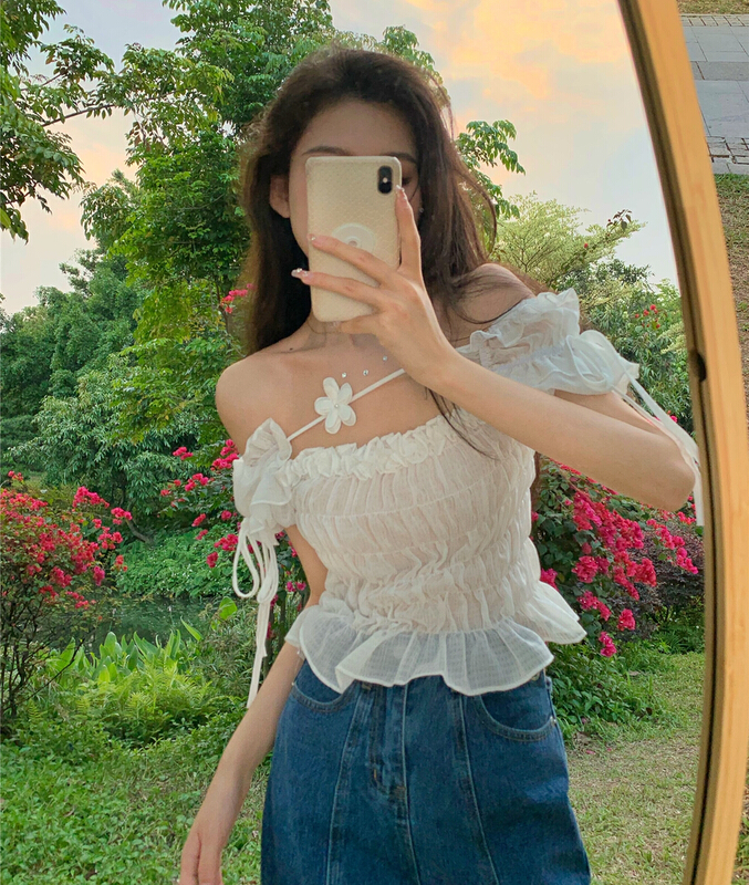 [millet +] Korean style one neck short chiffon shirt 096# WPL