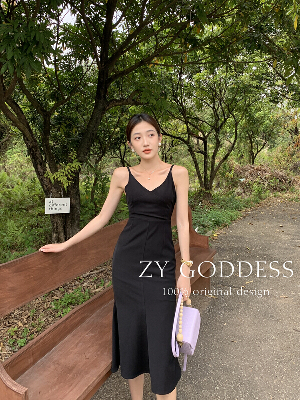 New in early summer! [ZY] French Strapless high waist suspender dress 68213# ozq