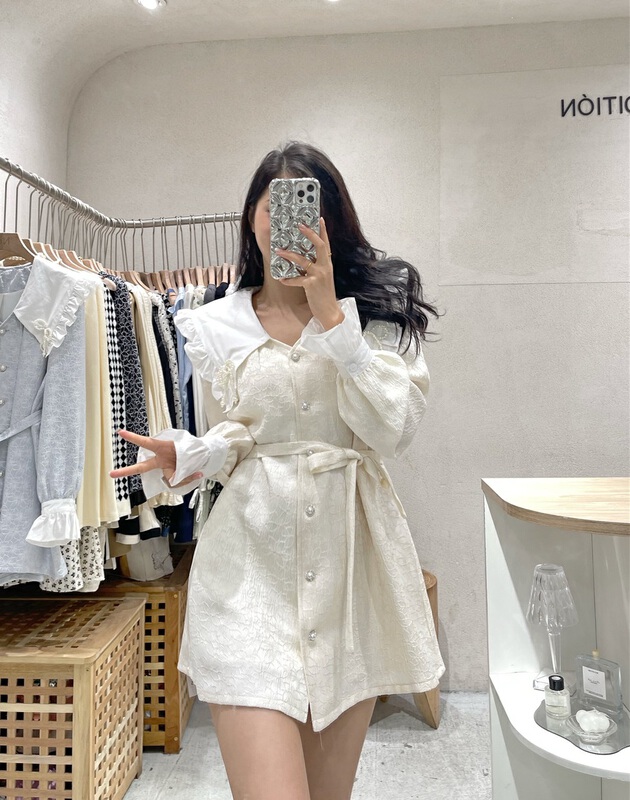 New year in early spring! [NC edition] French style dress with big lapel and ears (with belt) z2265# zxx