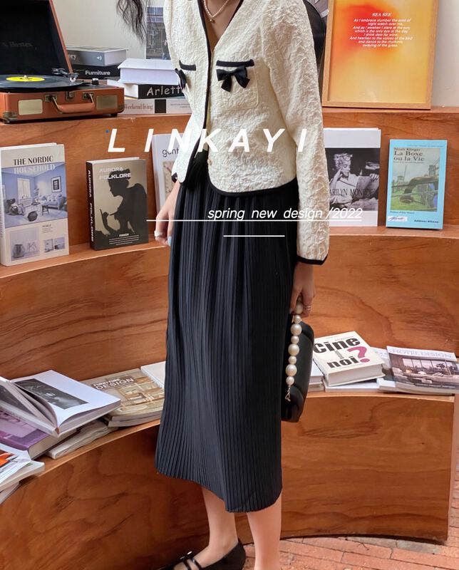 New year in early spring! [linkayi] versatile Vertical Pleated Skirt y-20227# hjy