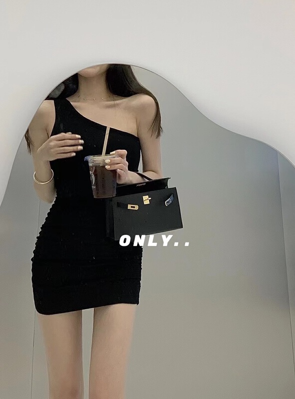 New in early summer! [only] irregular one shoulder pleated strapless dress 3122# JJ