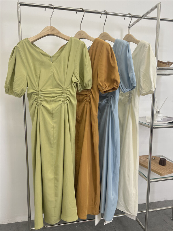 [mm.c] Korean style V-neck solid dress 85599\lwy