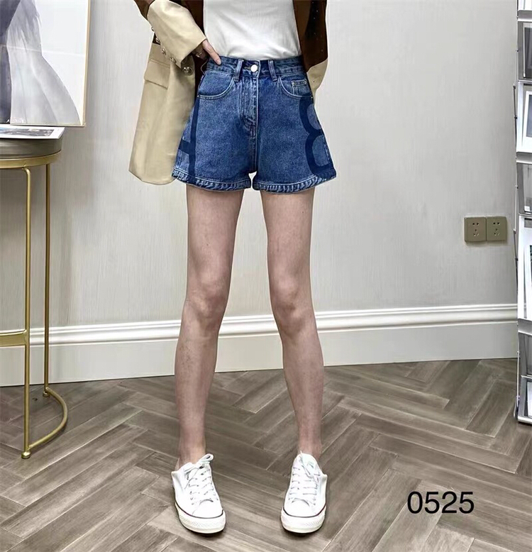 [thousand degree] letter wide leg A-shaped denim shorts (without belt) 32205# LSW