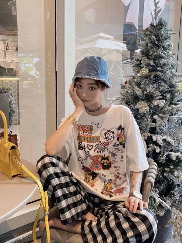 [Nancy] personalized print design round neck short sleeve T-shirt bs8818# WPL