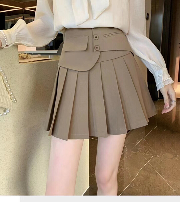 [Ming] irregular design pressure pleated A-line skirt 9905# LSW