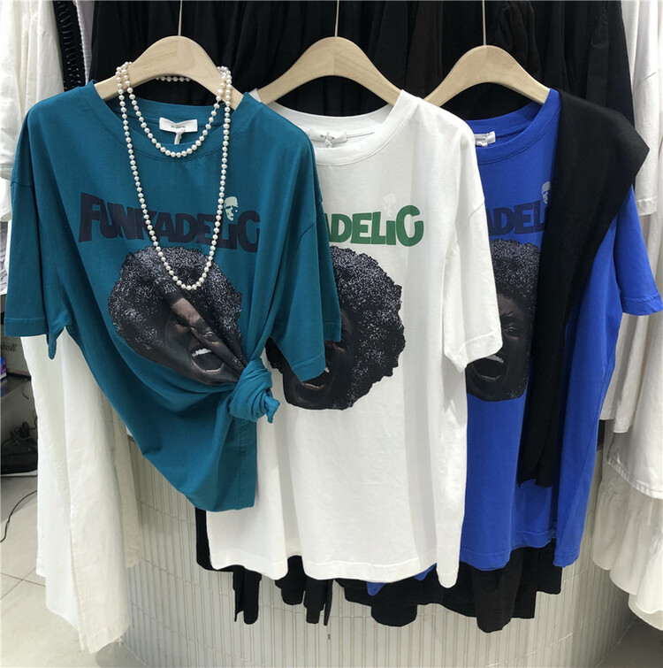 [sanbara] printed explosive head loose short sleeve T-shirt (T-shirt only) 9535# LSW
