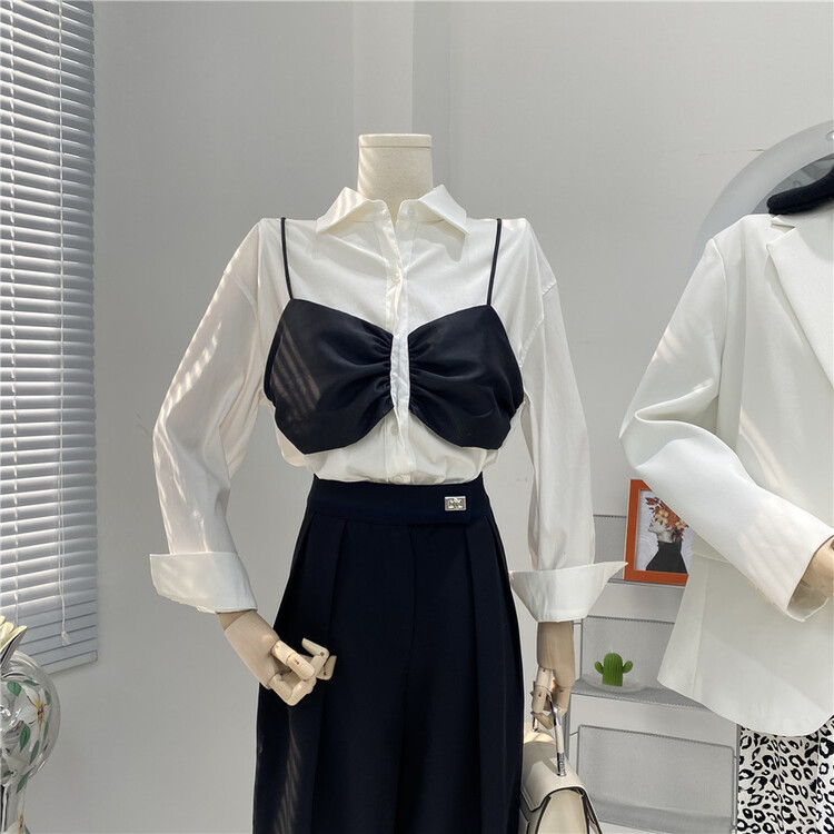Cxdhh / new in early spring! [HS Korean customization] Korean version contrast color loose fake two shirts ys1-xb14-26030# hjy