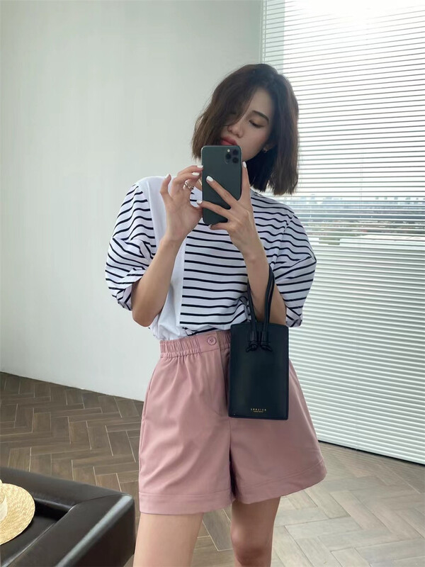 [black + white] Korean solid color versatile casual shorts 2s07846m# lwy