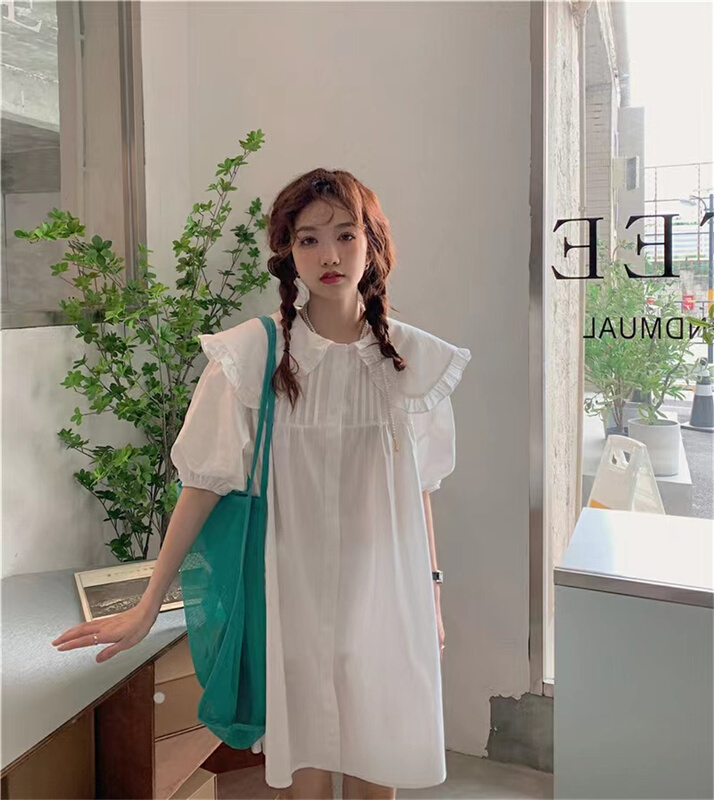 New in early summer! [timely rain] French lady doll collar single breasted dress 25557# WPL