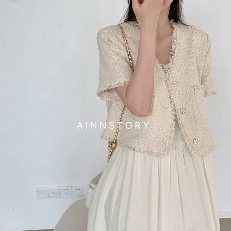 New in early summer! [ainnstory] small fragrance double pocket short sleeve jacket a717# HBx