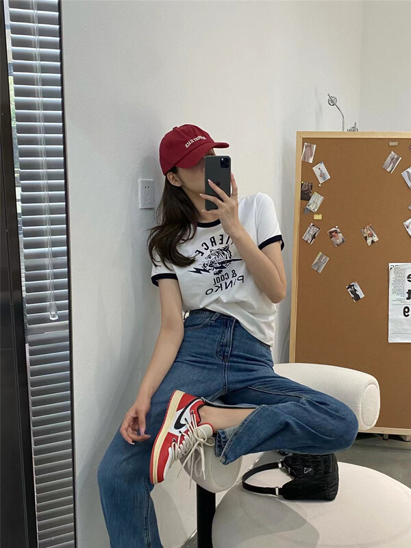 [modern 197] Korean letter contrast short sleeve T-shirt 5582# hyy