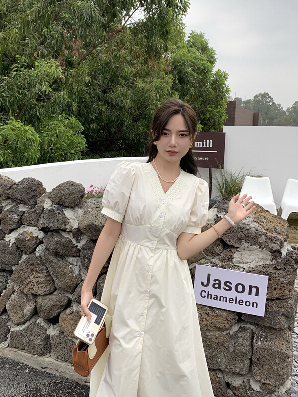 【5】 V-neck versatile slim dress 7930# L