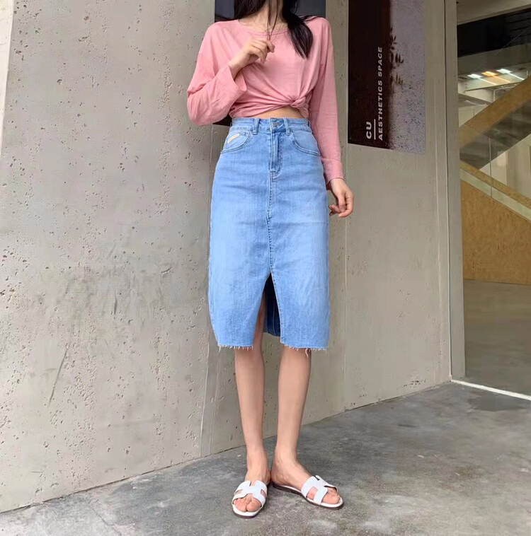 goods in stock! New in early summer! [1980] slit slim skirt 62208# zyh