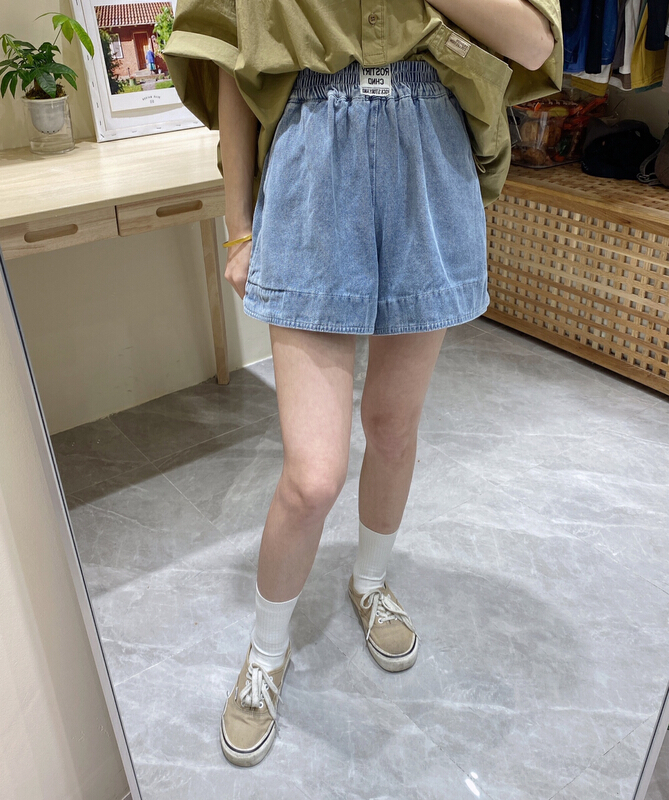 [da. 7] Korean fashion bright line loose denim shorts 8872# LSL
