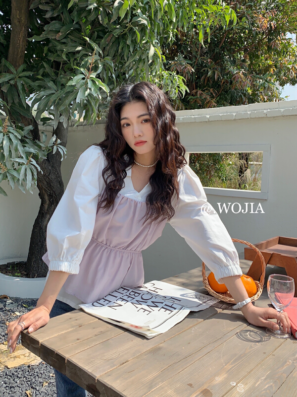 New year in early spring! [Wo +] Korean version pure color minimalist versatile shirt 22005# zxx