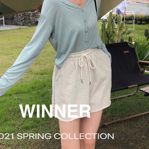 [winner] elastic waist drawcord comfortable casual shorts 8099# ll