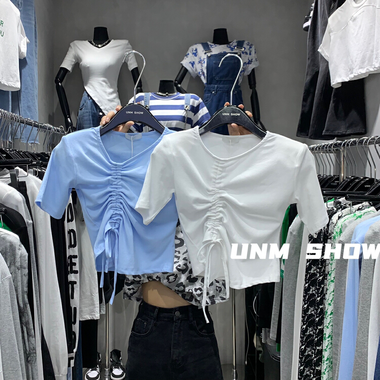 [unm-show] simple niche drawstring short sleeved T-shirt 6187# WTT
