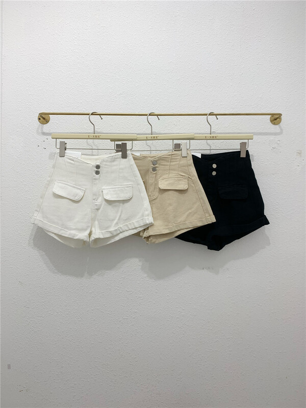 [u.she] Korean style hem skinny denim shorts 53318# cqw
