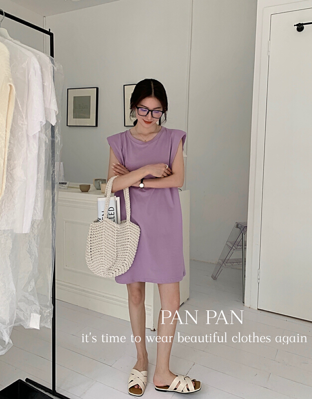 New in early summer! [Panpan] sleeveless solid round neck dress 3281# cqw