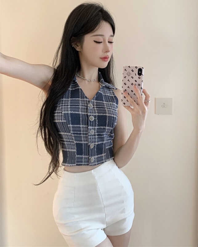 [CTH] hot girl neck hanging open back strap vest / sling 8837# cqw