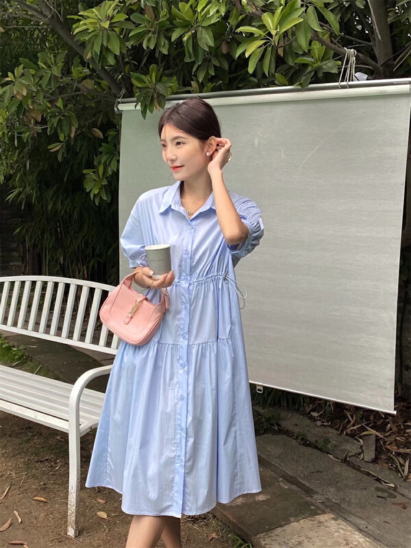 [A-One] Korean drawstring shirt dress 9918# LSW