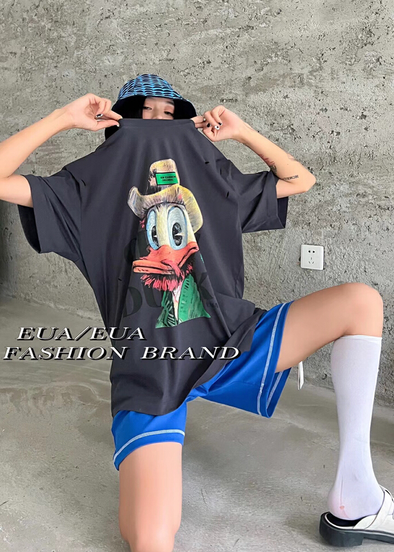 [EUA European and American trend] washing ice silk cotton hat Donald Duck short sleeve T-shirt 12287# XYY