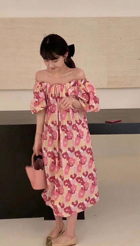 goods in stock! New in early summer! [RS] square neck pleated floral dress rs1621# XYY