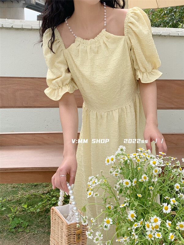 New in early summer! [V: mm] lady Japanese aging pearl neck dress 2982# CLS