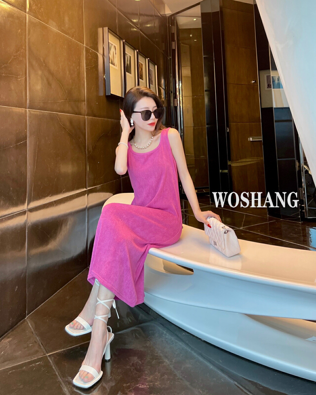 New in early summer! [woshang woshang] Korean version small sexy knee length solid color dress 1211# XYJ