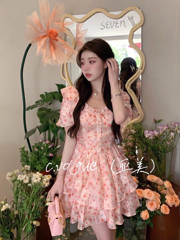 New in early summer! [c.vogue] French design Chiffon floral dress 8836# PCZ