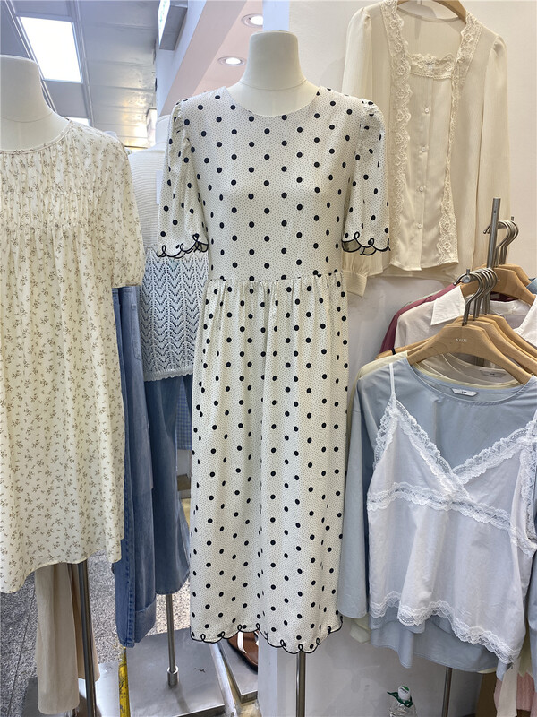 [xhm] Korean wave dot loose lace up dress 2009# ZSY