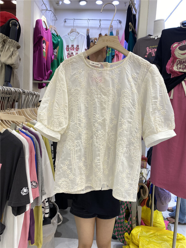 [Naikan Nik] Flower Embroidered short sleeved shirt 9658# lwy