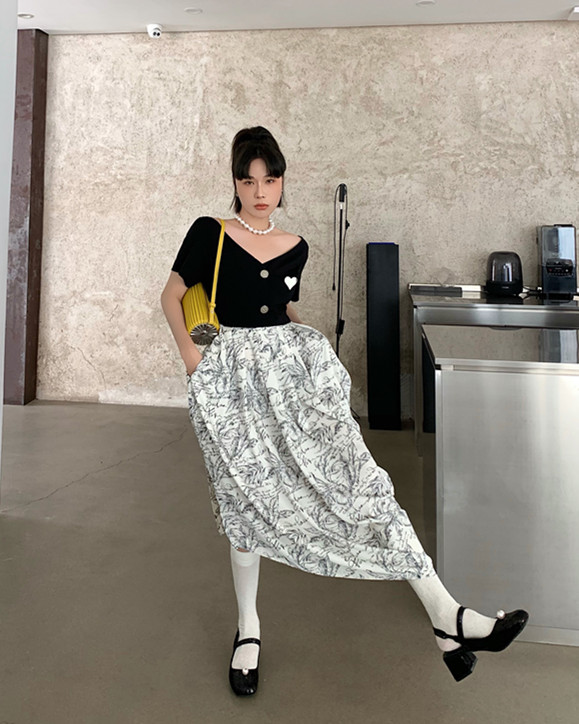 [Penny vogue] irregular design Vintage Dress (detachable with Brooch) 65796# LSL